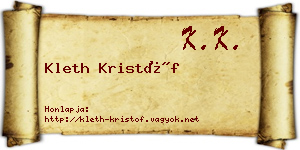 Kleth Kristóf névjegykártya
